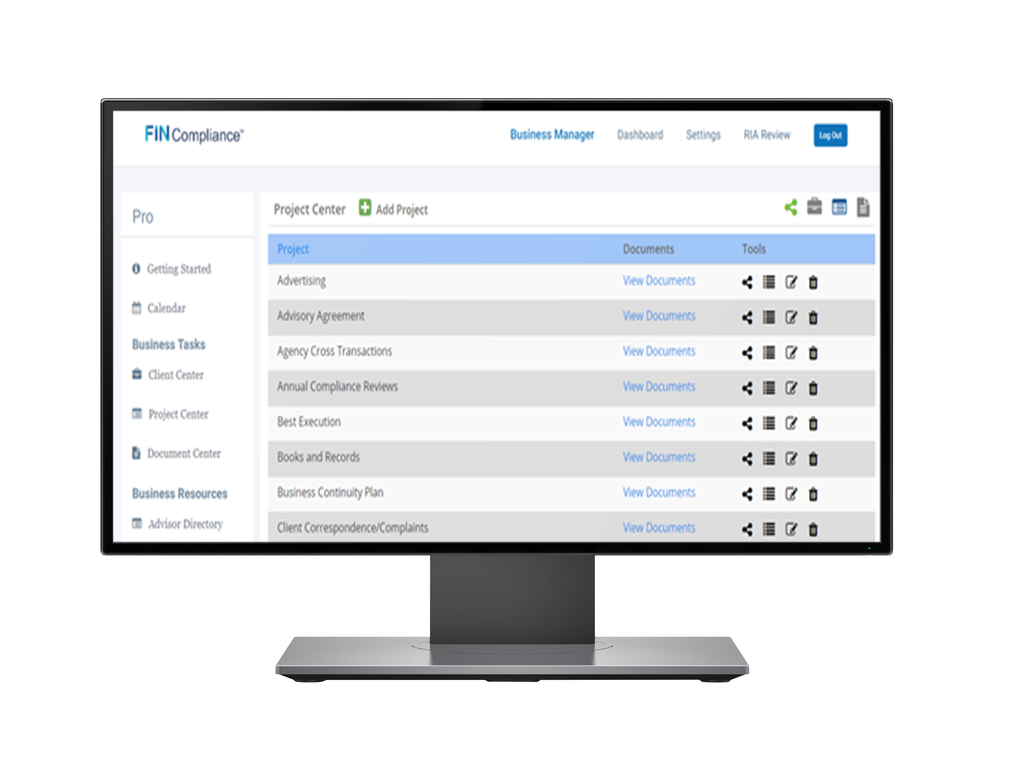 Project Center software.